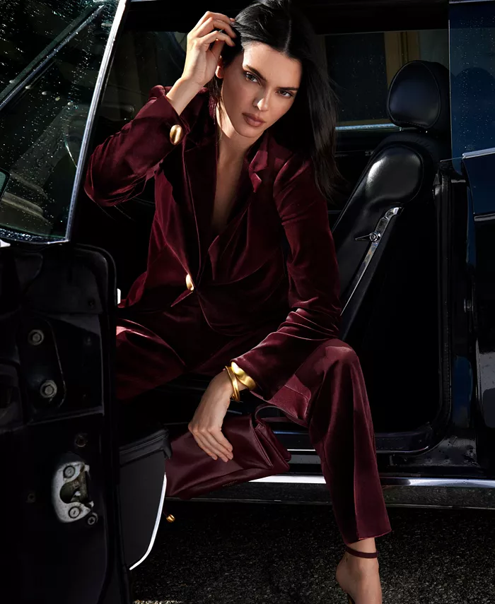 Women's Classic Velvet 1-Button Shoulder-Padded Blazer - thumbnail 9