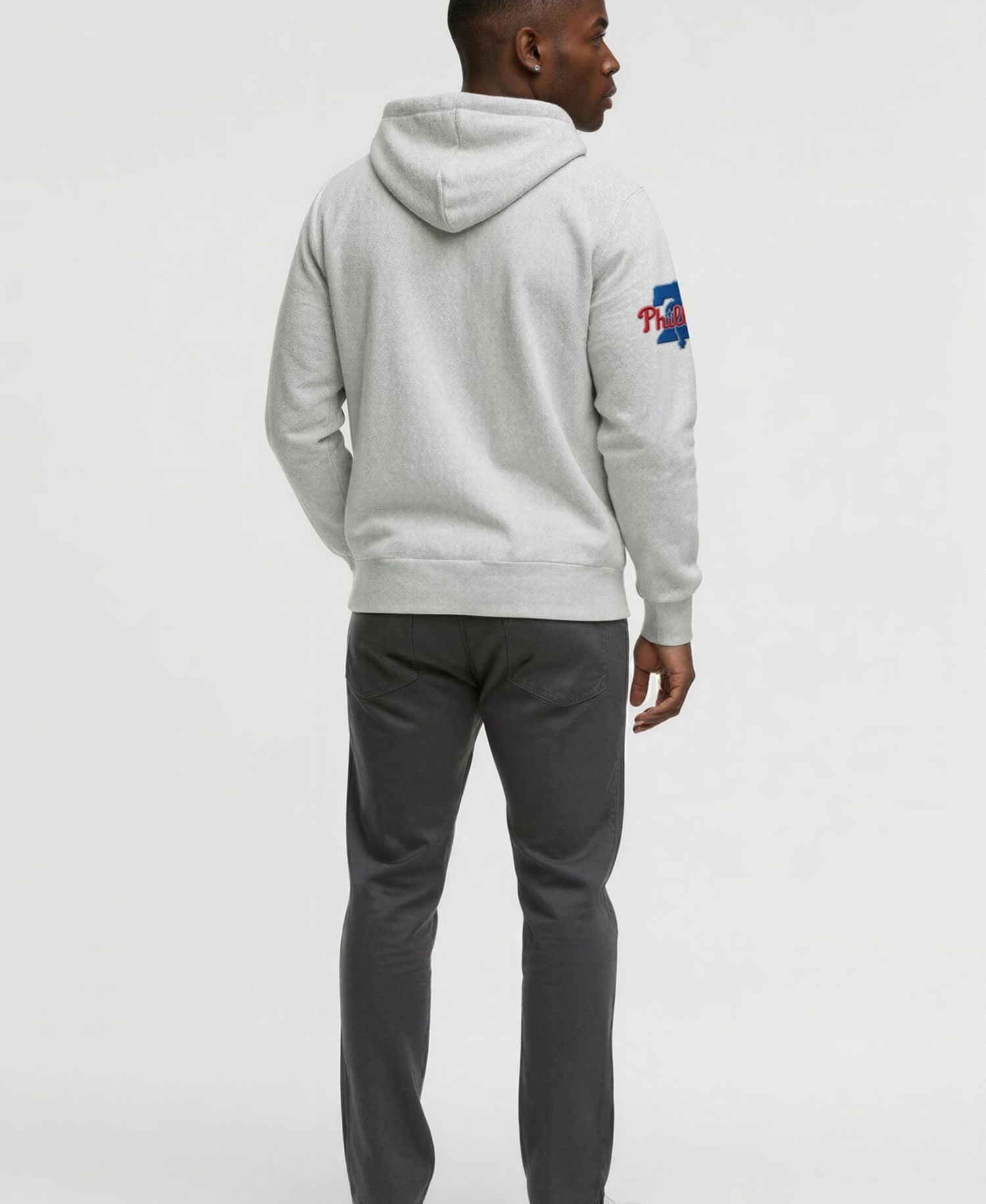 Men's Gray Philadelphia Phillies Reverse Weave Chenille Full-Zip Hoodie