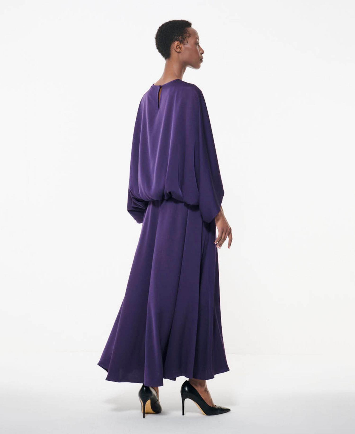 Women's Cape-Sleeve Belted A-Line Dress