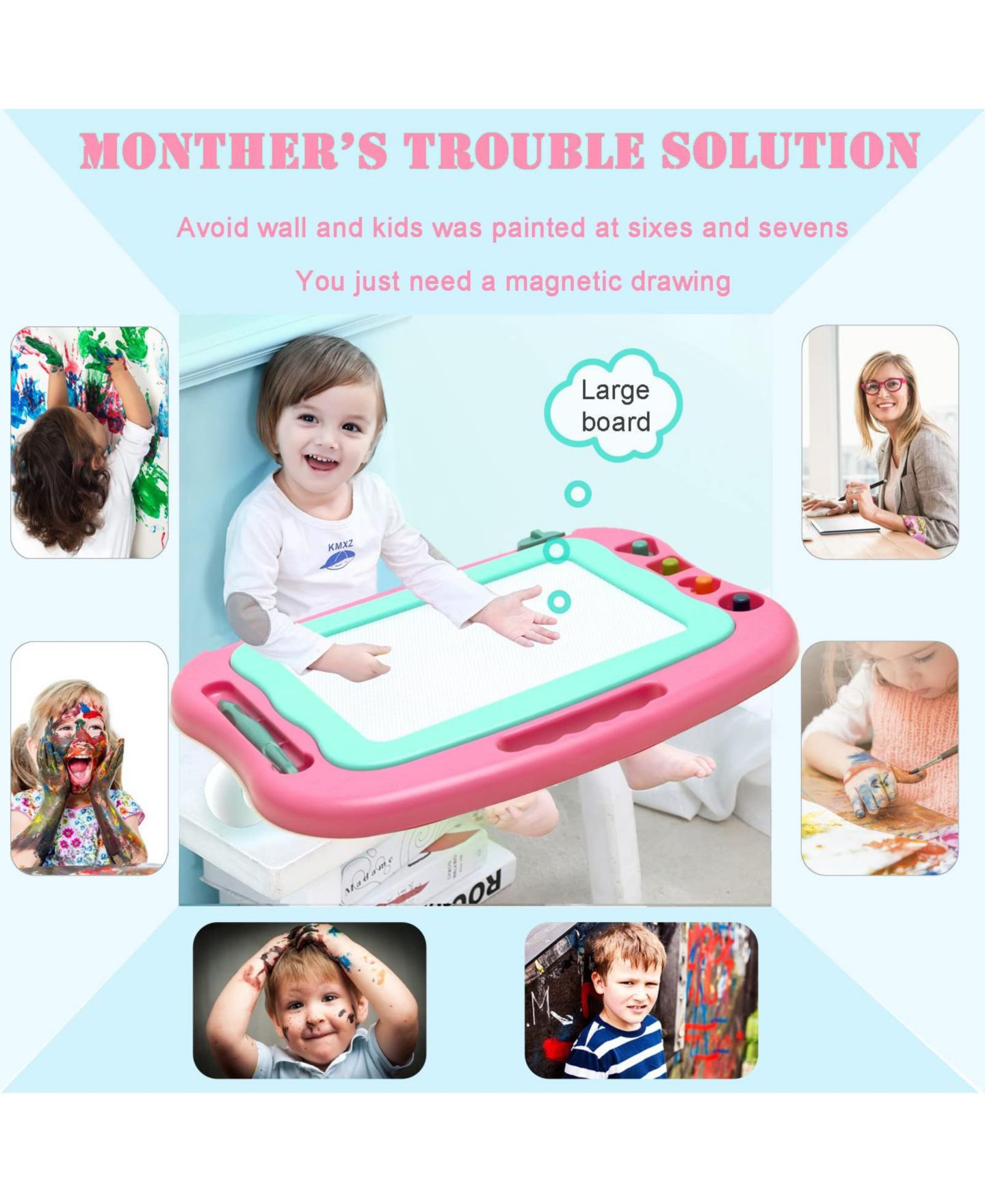 Детская игрушка GNUADZ Magnetic Easy-Erase Doodle Sketch Pad, Ages 3+, цвет: Розовый — фото 2