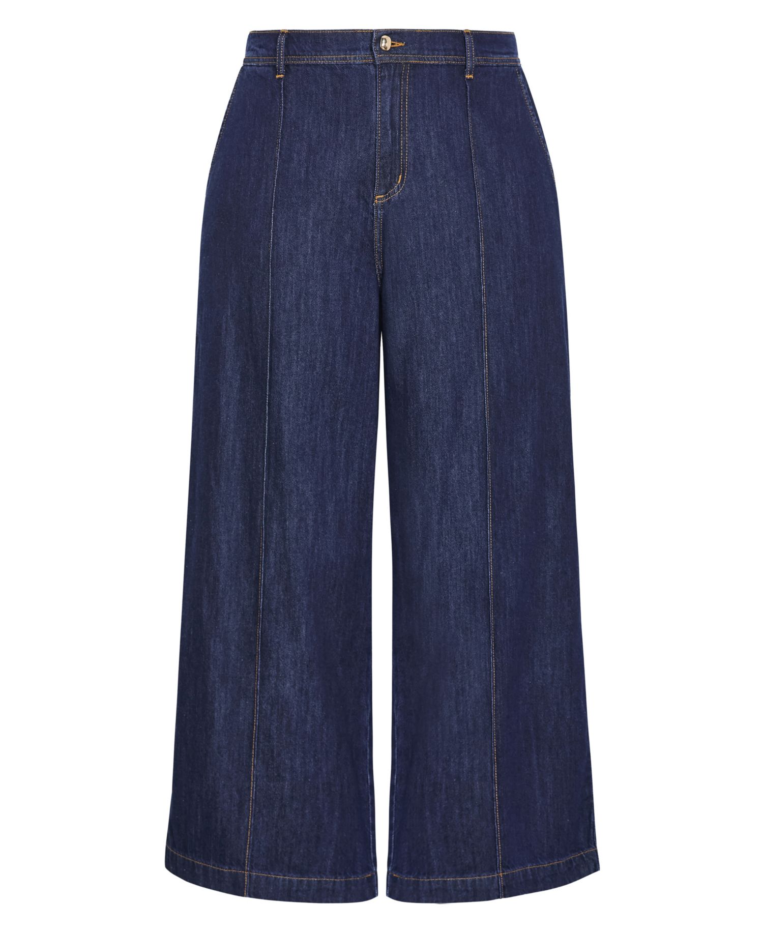 Plus Size Tilly High-Rise Wide-Leg Elastic-Back Cotton Denim Pants