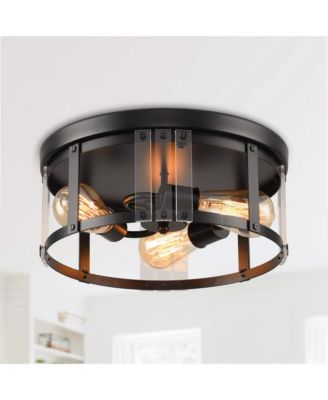 13.3" Industrial Matte 3-Light Flush Mount Ceiling Light