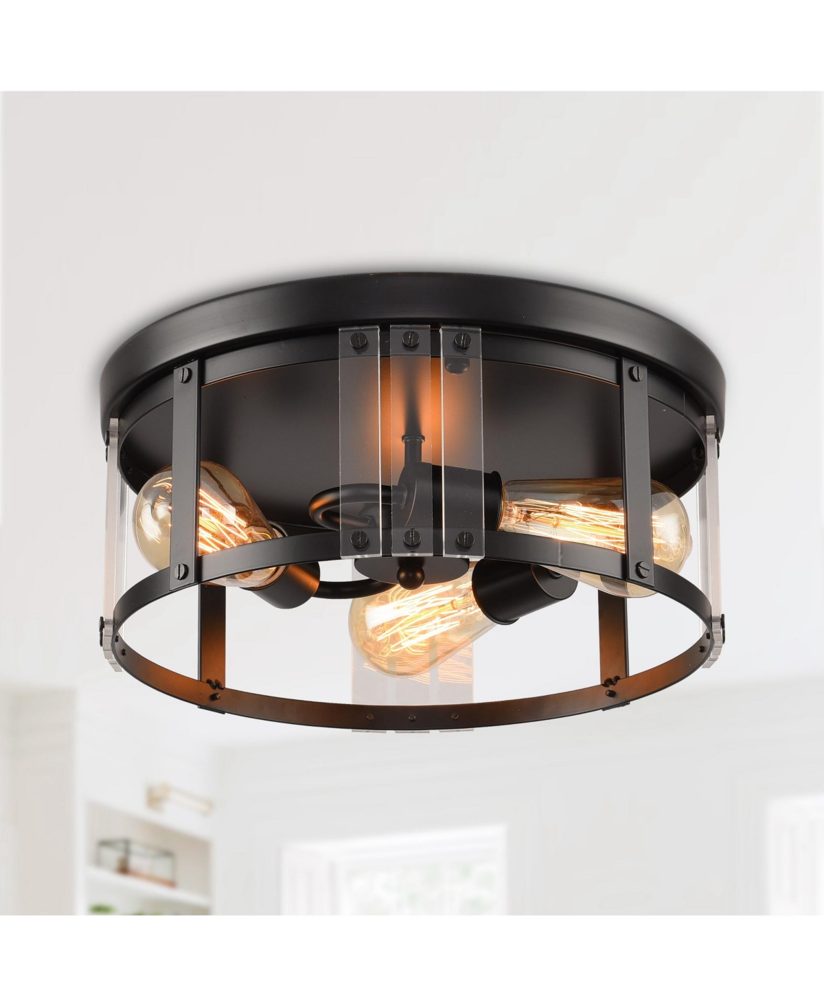 Parrot Uncle 13.3" Industrial Matte 3-Light Flush Mount Ceiling Light