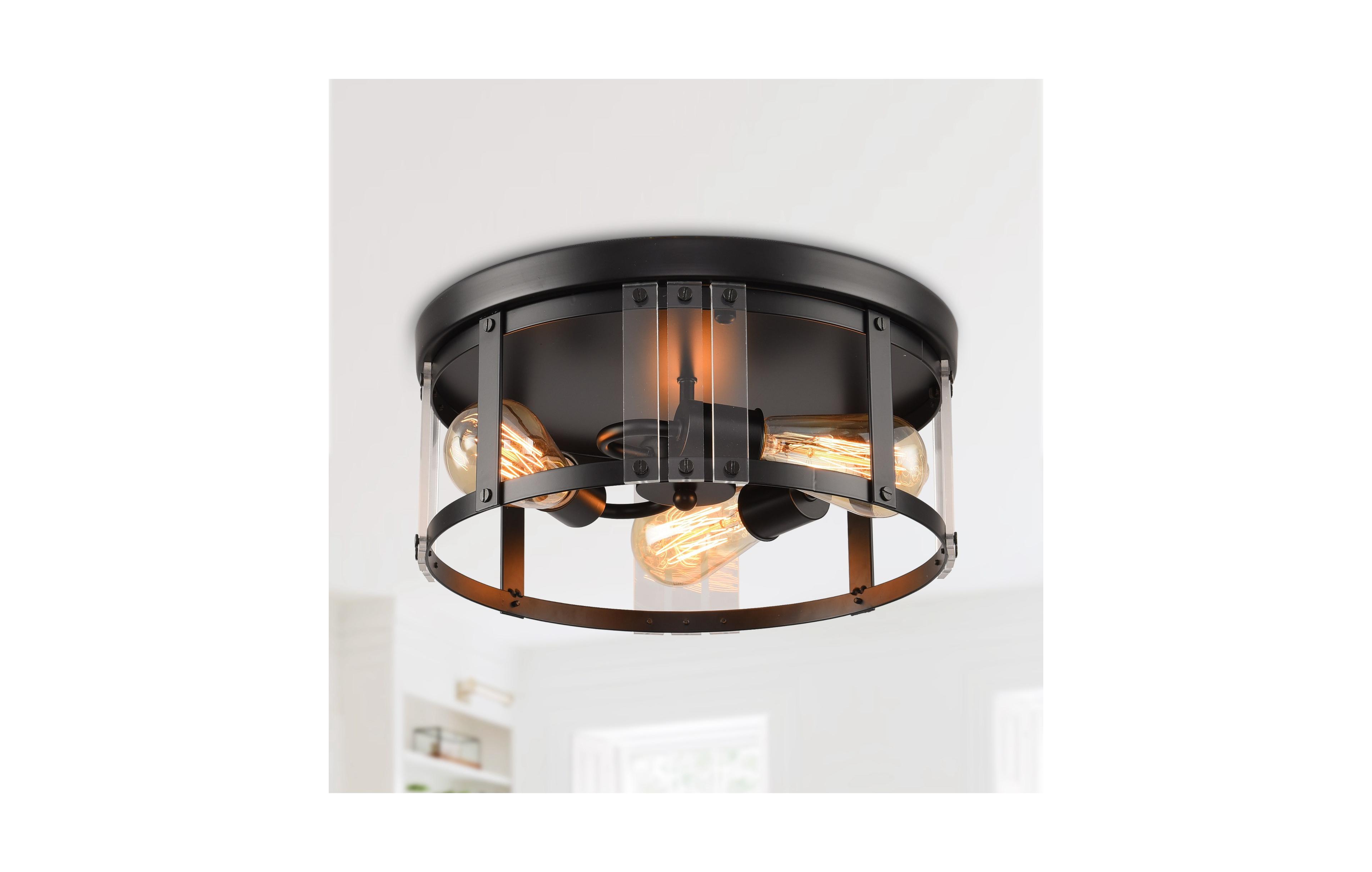 Parrot Uncle 13.3" Industrial Matte 3-Light Flush Mount Ceiling Light