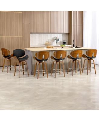Swivel Bar Stools Set of 6, 26 Inches Mid-Century Modern Counter Height Bar Stools