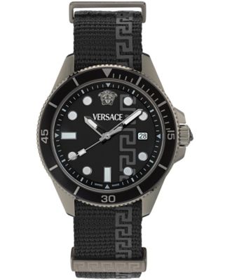 Men's Greca Force IP Gunmetal Case Black Matte Watch, 42mm