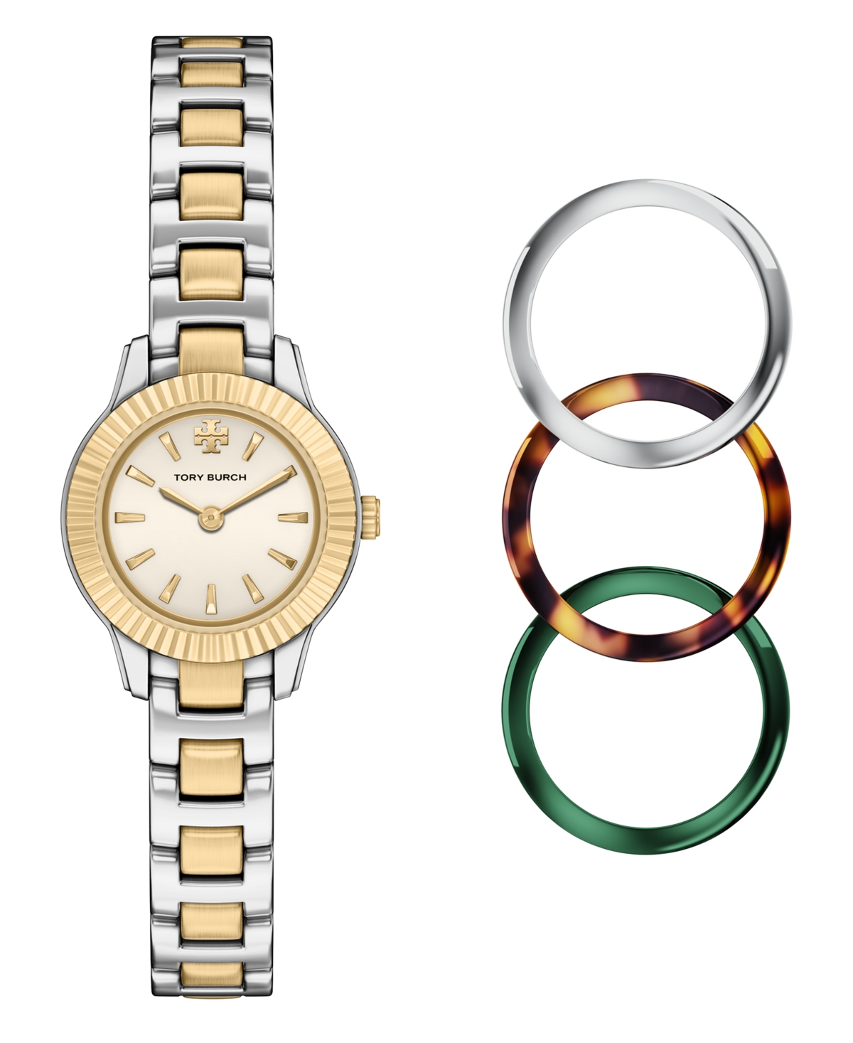 Tory Burch Women's Quartz Miller Two-Tone Stainless Steel Bracelet Watch 24mm Gift Set - Two-Tone