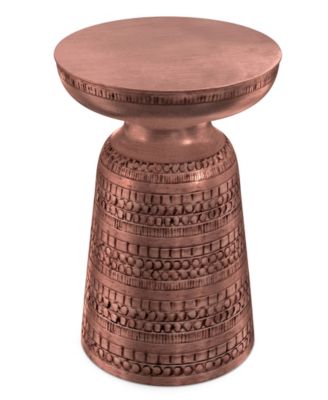 Toby 17" Metal Round Tribal Bell Accent Table