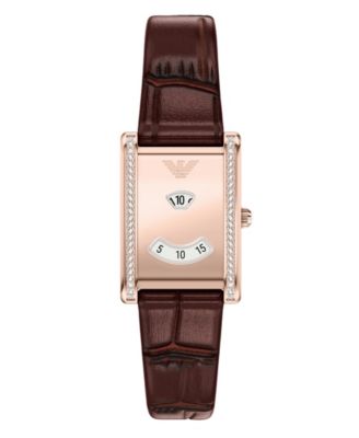 Women's Quartz Mystery Hour Brown Leather Watch 23mm