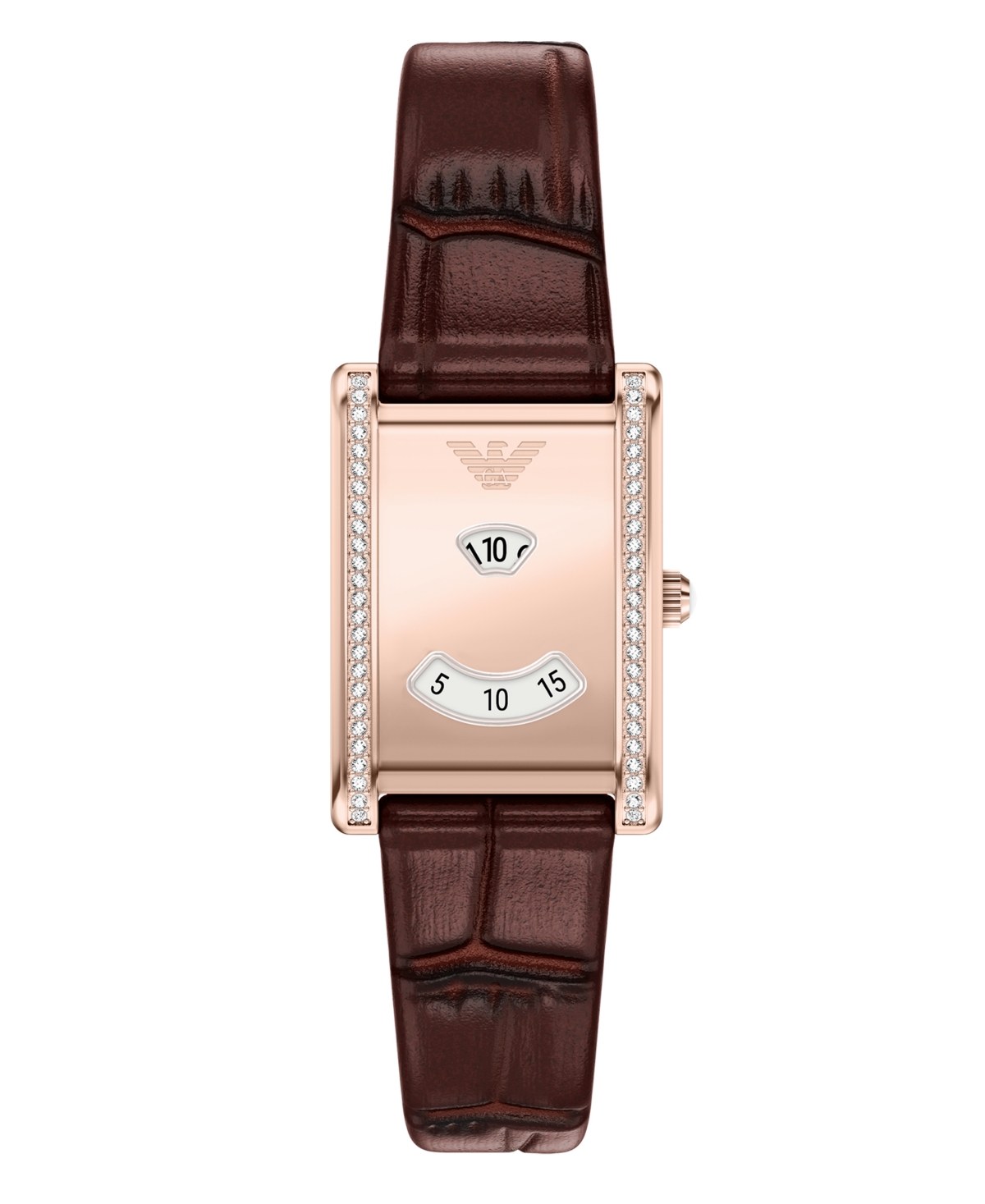Emporio Armani Women's Quartz Mystery Hour Brown Leather Watch 23mm - Brown