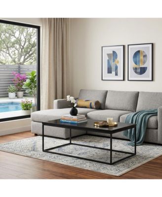 47" Wood And Metal Frame Coffee Table