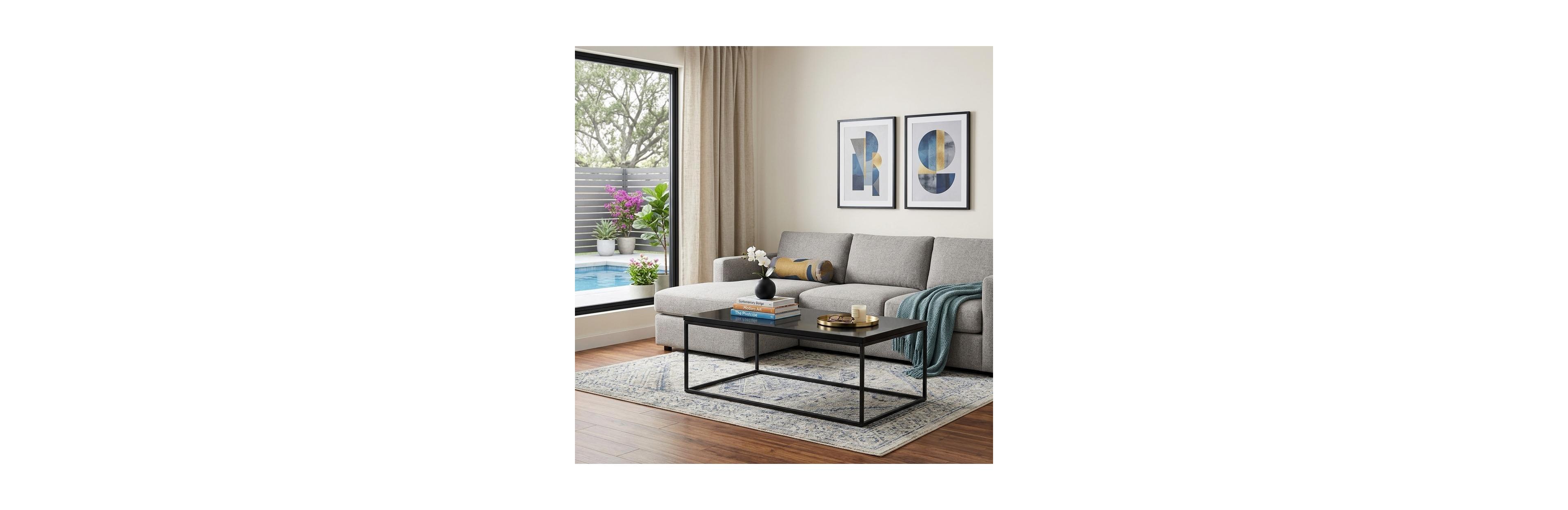 HomeRoots 47" Wood And Metal Frame Coffee Table
