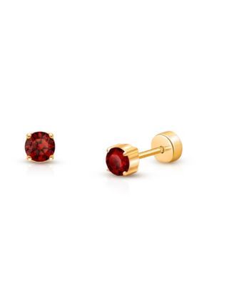 14K Gold on Titanium Crystal Birthstone Stud Screw Back Earrings