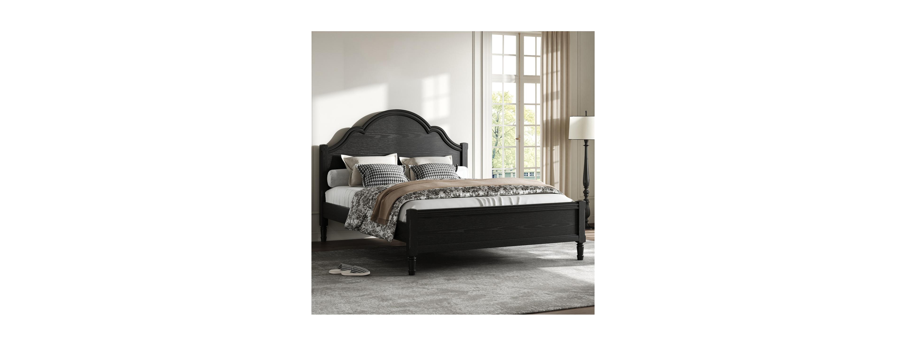 Streamdale Furniture Queen Size Wood Platform Bed with Headboard and Footboard