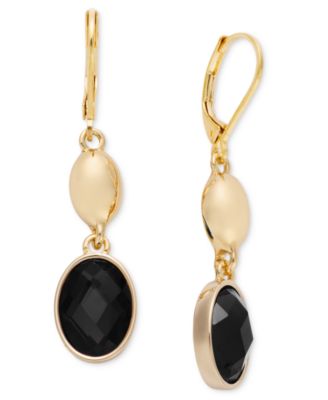 Crystal Domed Oval Double Drop Earrings