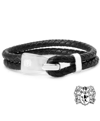 Men's Stainless Steel Double Rope Leather Bracelet