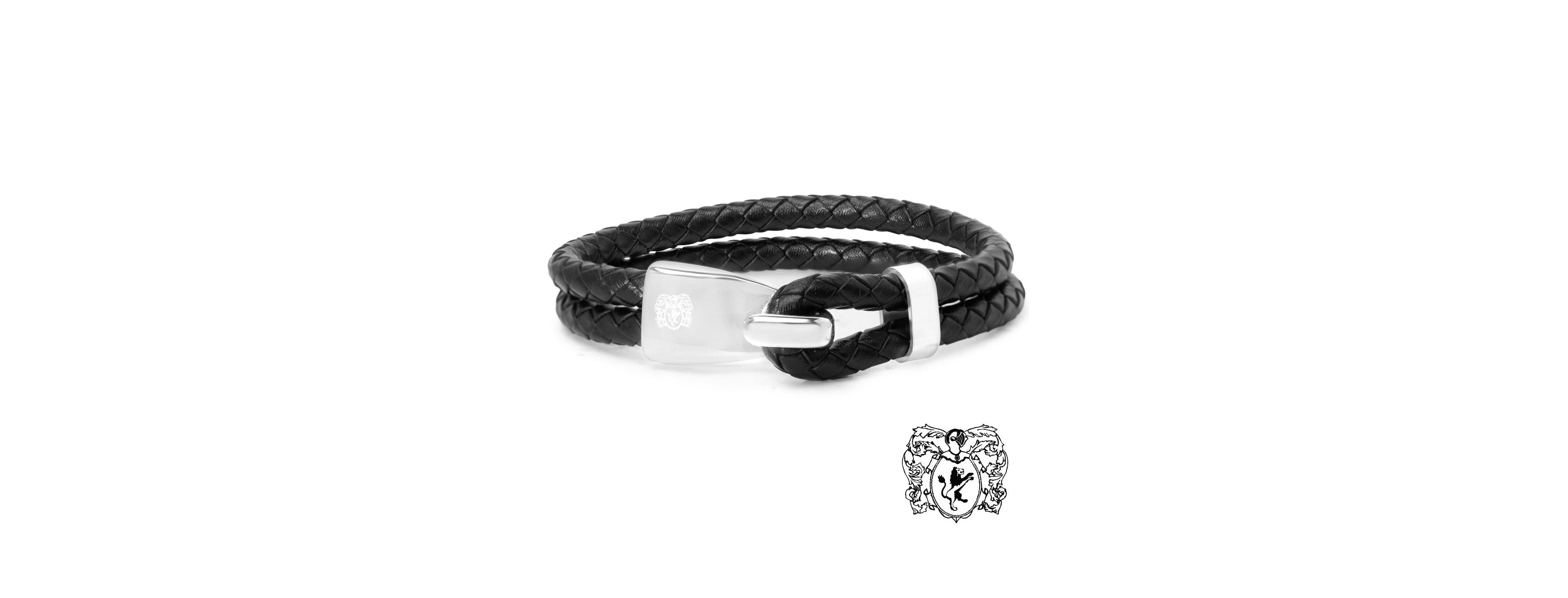 Bruno Magli Men's Stainless Steel Double Rope Leather Bracelet