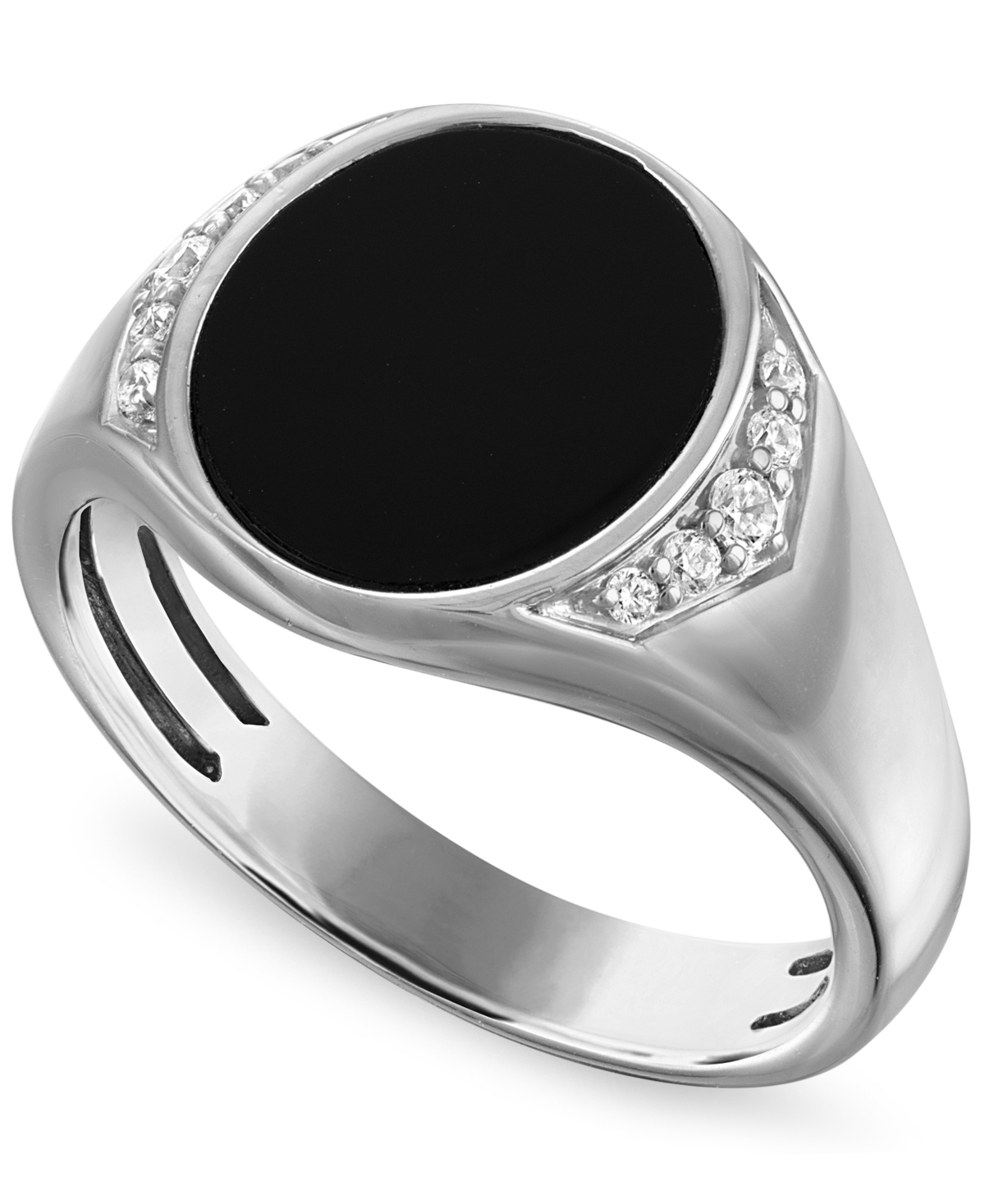 Macy's Men's Black Onyx and White Diamond Cocktail Statement Ring