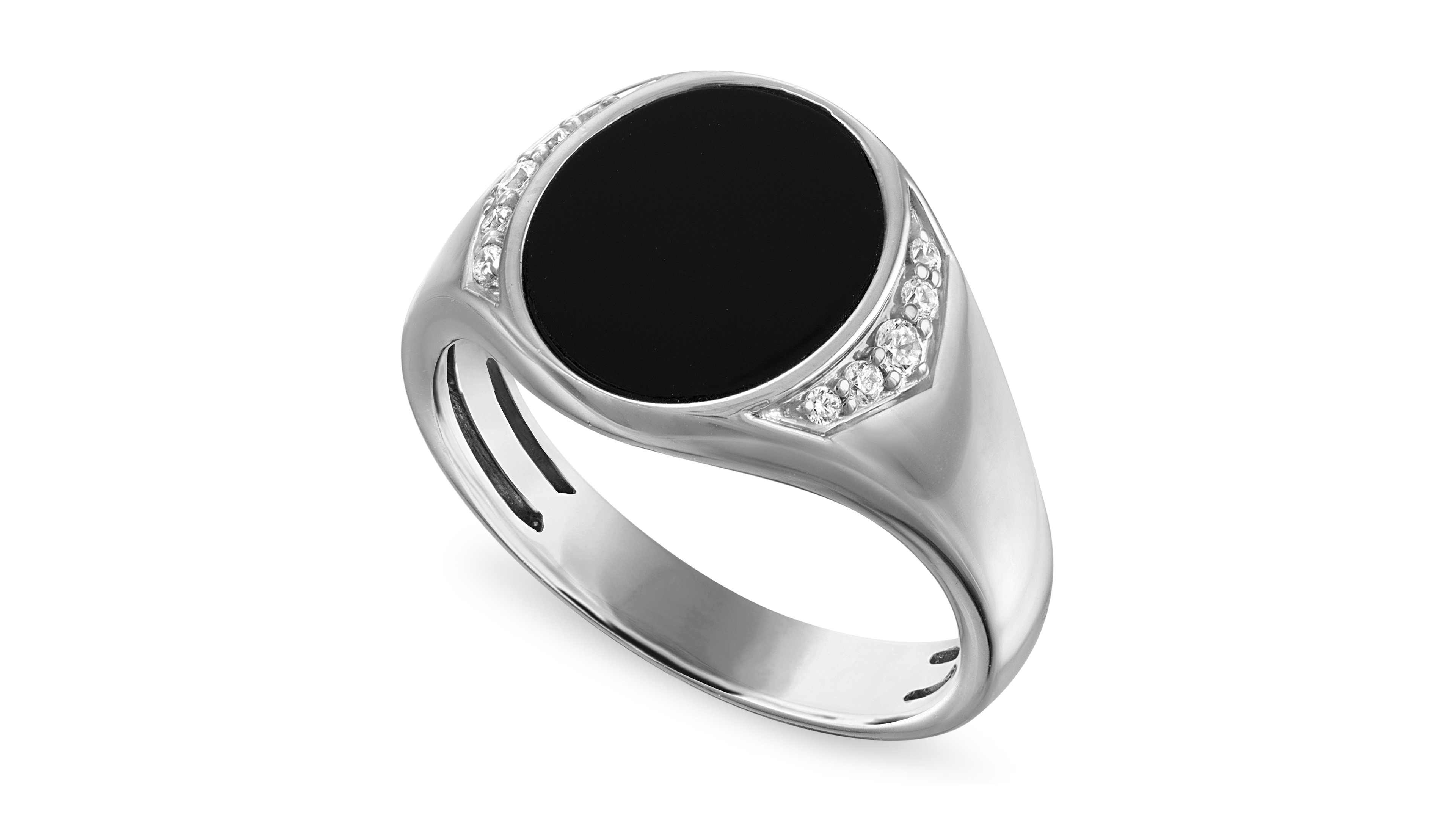 Macy's Men's Black Onyx and White Diamond Cocktail Statement Ring