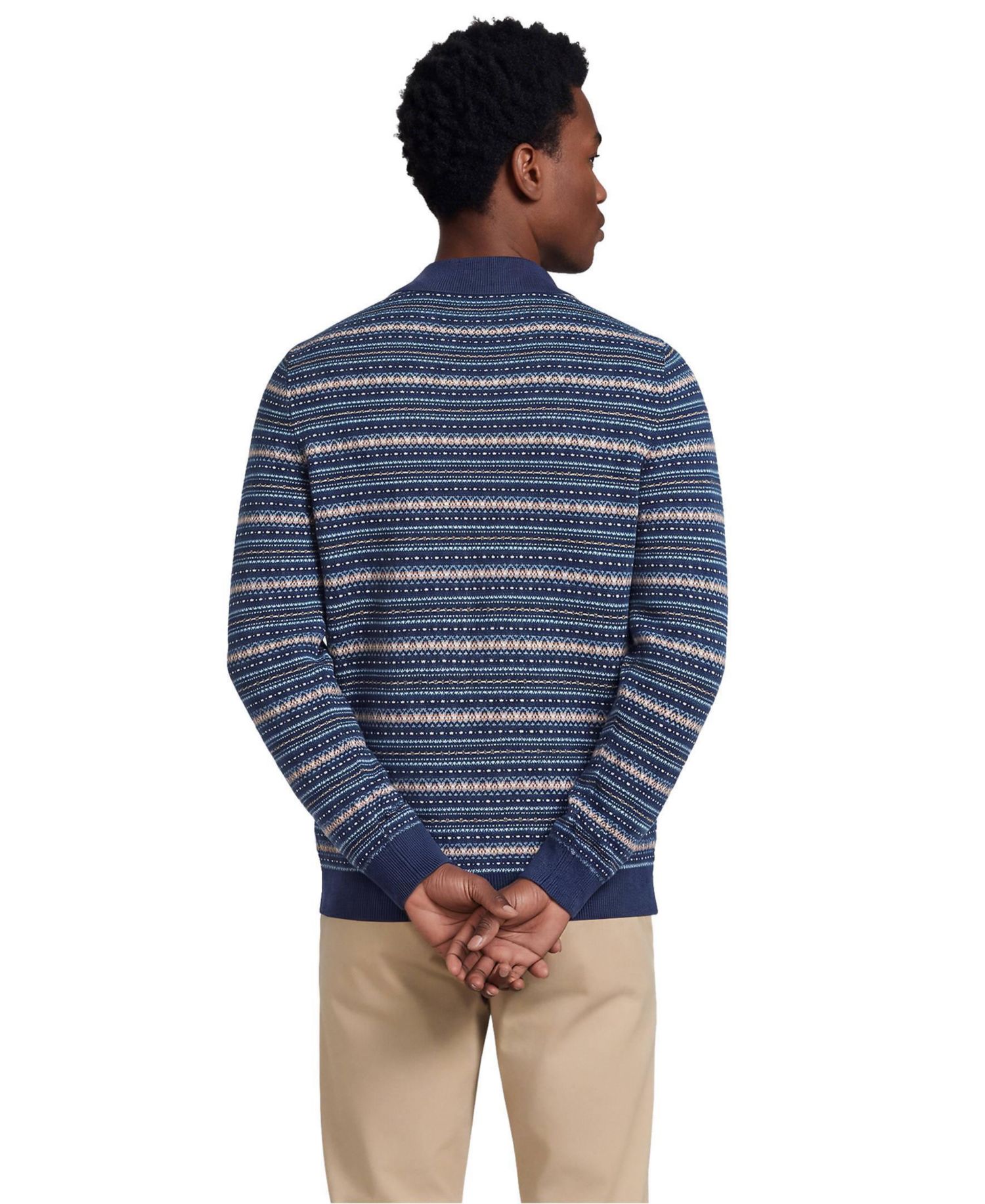 Men's CashTouch Fairisle Long Sleeve Sweater Polo