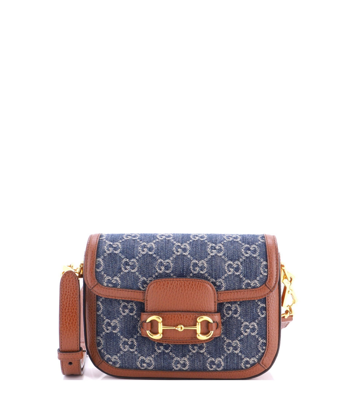 Pre-Owned Gucci Mini Horsebit 1955 Shoulder Bag Gg Denim - Blue