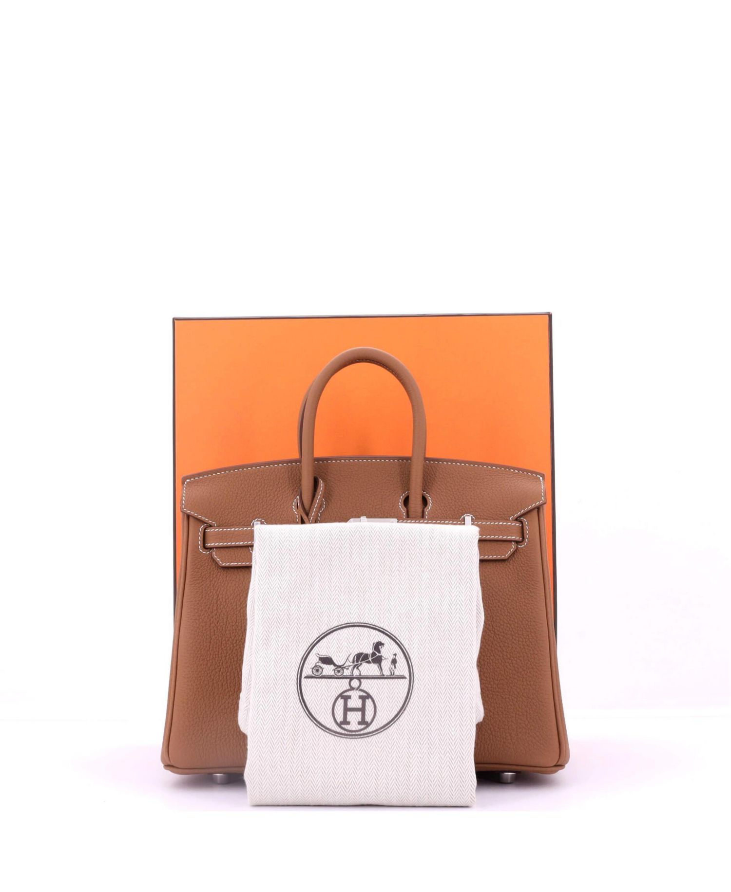 Pre-Owned Hermes Birkin 25 Handbag Brown Togo with Palladium Hardware