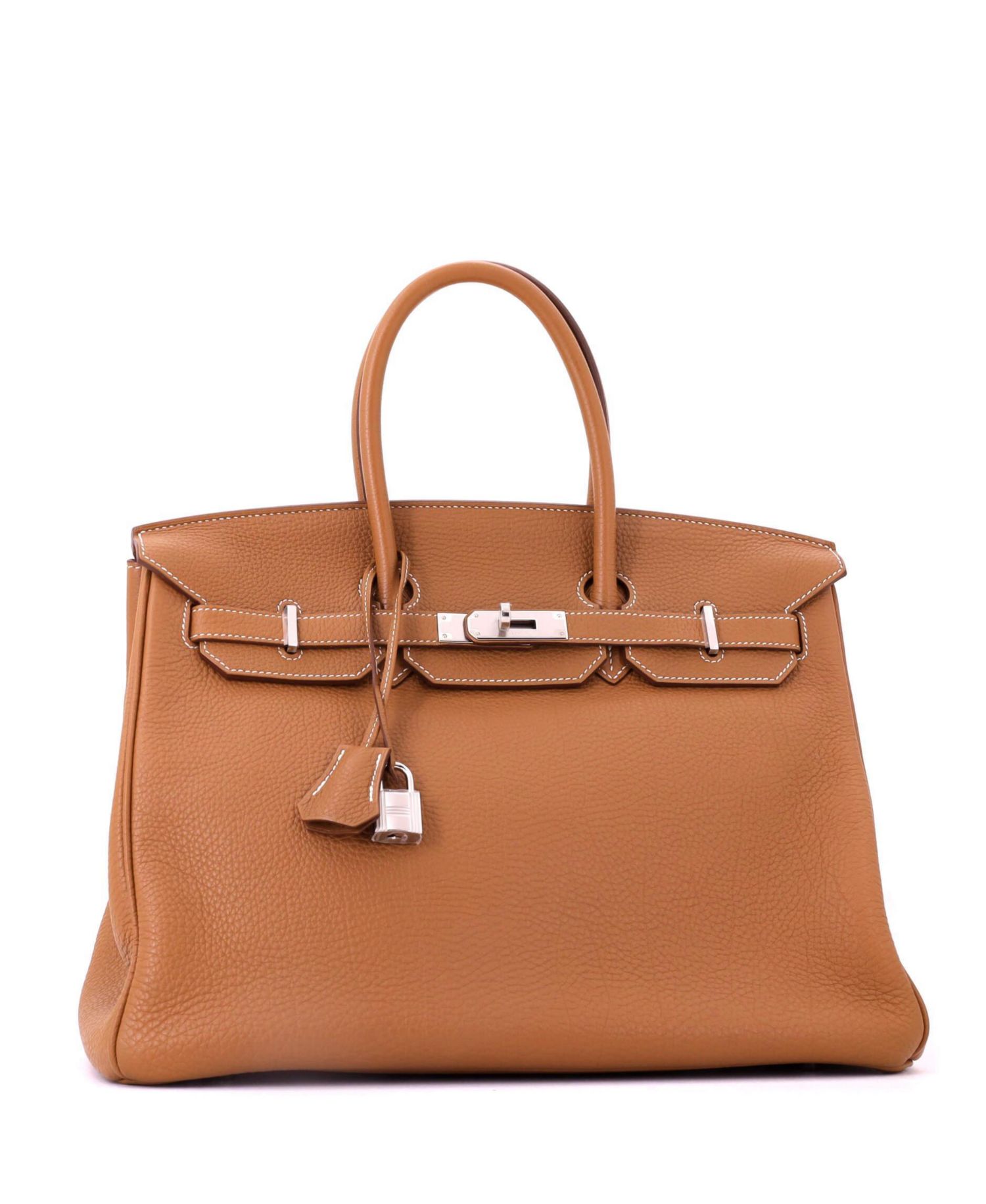 Pre-Owned Hermes Birkin 35 Handbag Brown Togo with Palladium Hardware