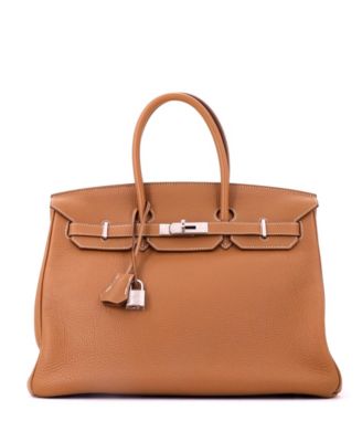 Pre-Owned Hermes Birkin 35 Handbag Brown Togo with Palladium Hardware