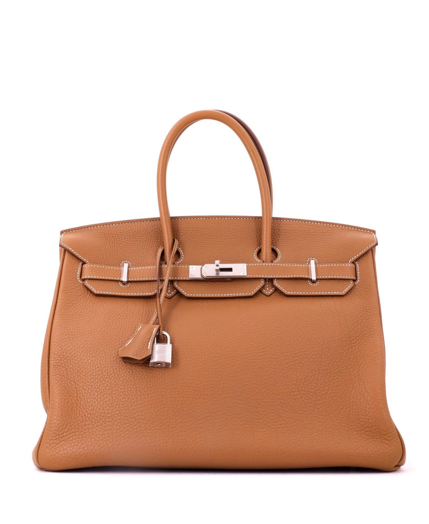 Pre-Owned Hermes Birkin 35 Handbag Brown Togo with Palladium Hardware