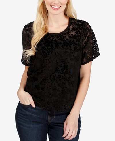 Lucky Brand Burnout Velvet-Pattern Top