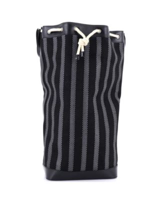 Sport Striped Canvas and Leather Bucket Bag