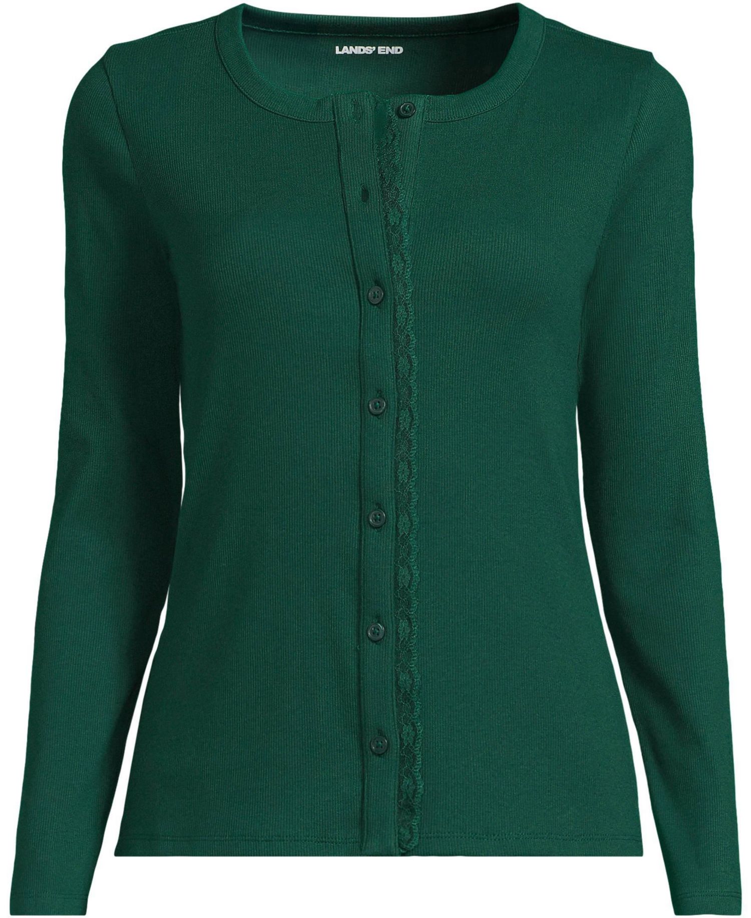 Plus Size Long-Sleeve Ribbed Crewneck Cardigan