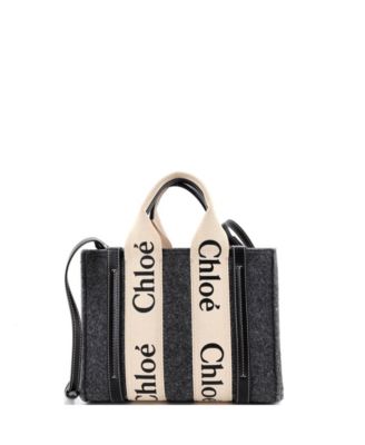 Small Woody Tote Recycled Felt with Leather and Canvas