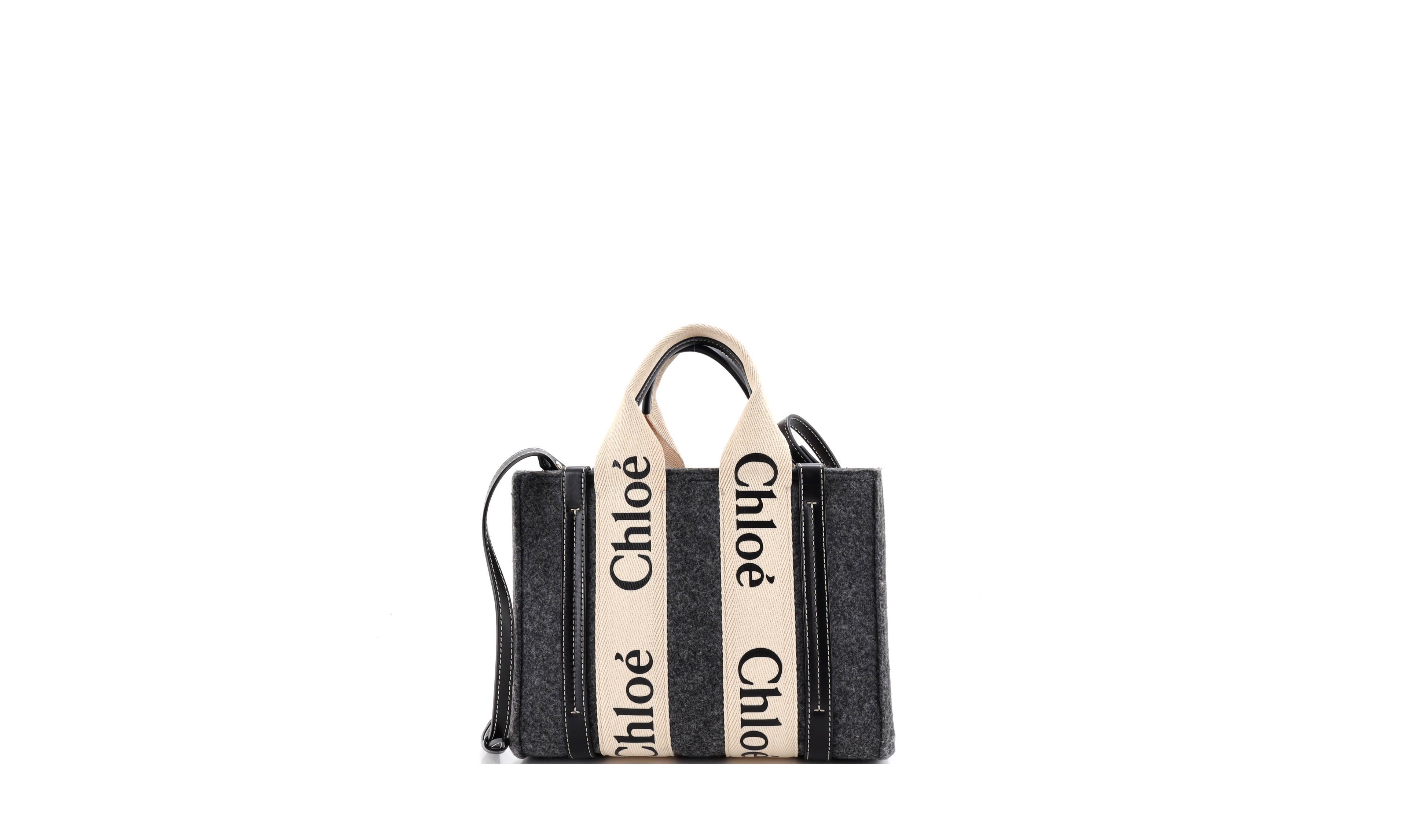 Pre-Owned Chloe Small Woody Tote Recycled Felt with Leather and Canvas