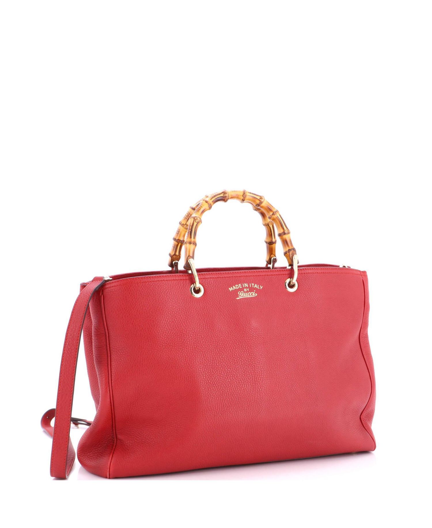 Large Bamboo Shopper Tote Leather