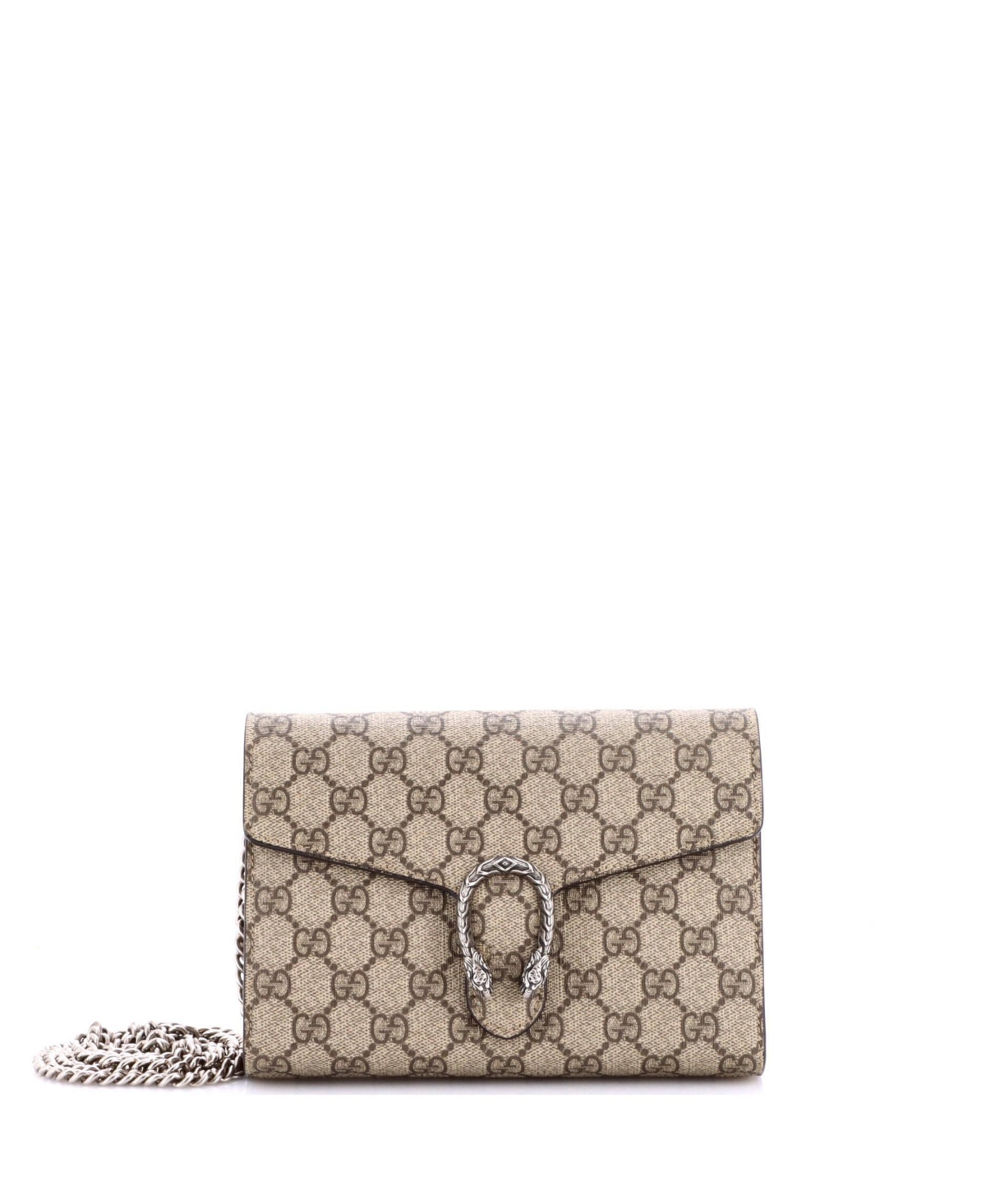Pre-Owned Gucci Small Dionysus Chain Wallet Gg Coated Canvas - Brown