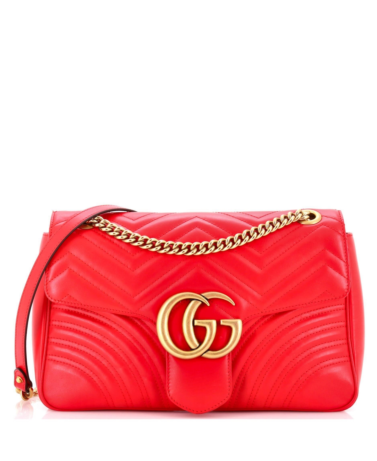 Pre-Owned Gucci Large Gg Marmont Flap Bag Matelasse Leather