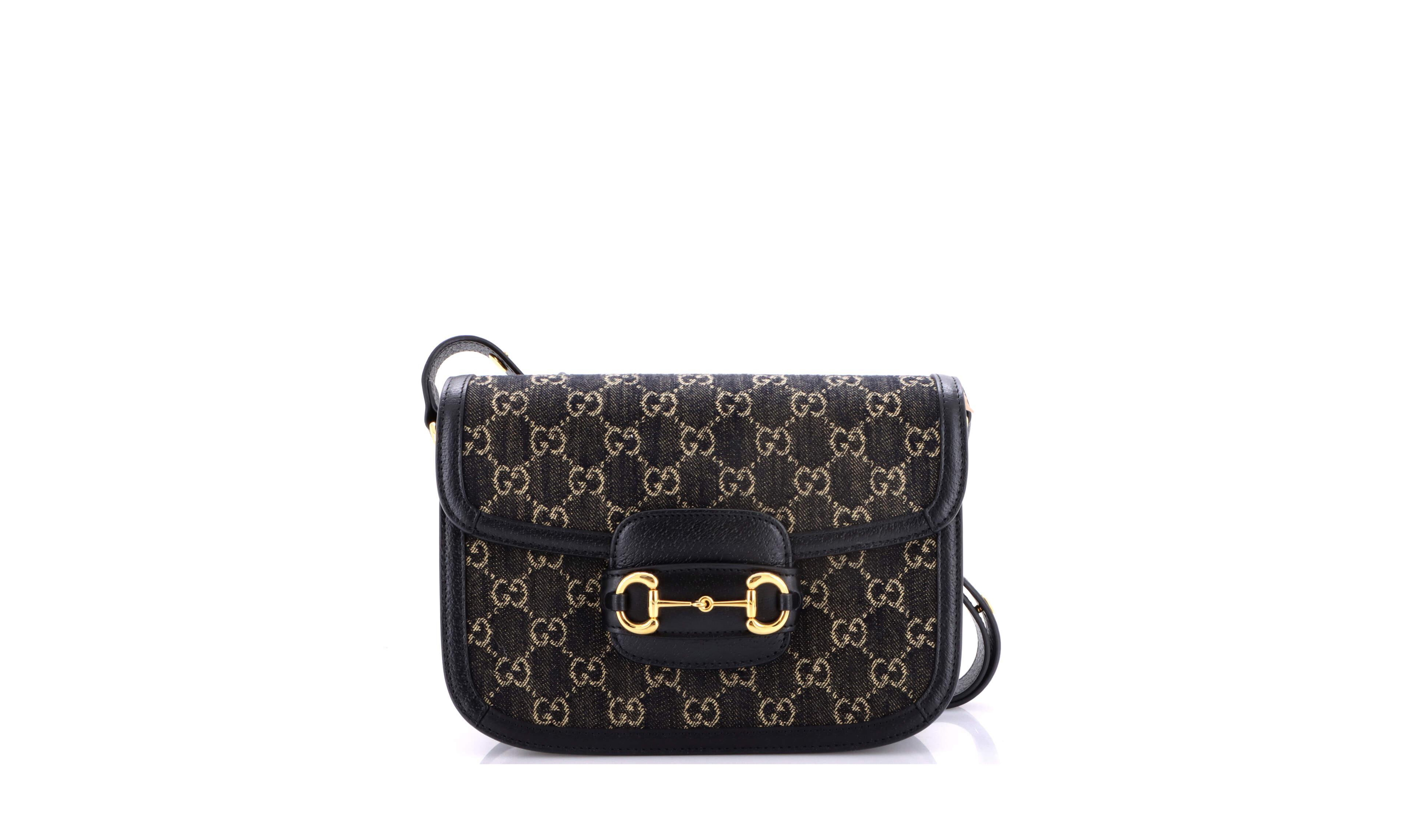 Pre-Owned Gucci Horsebit 1955 Small Denim Shoulder Bag
