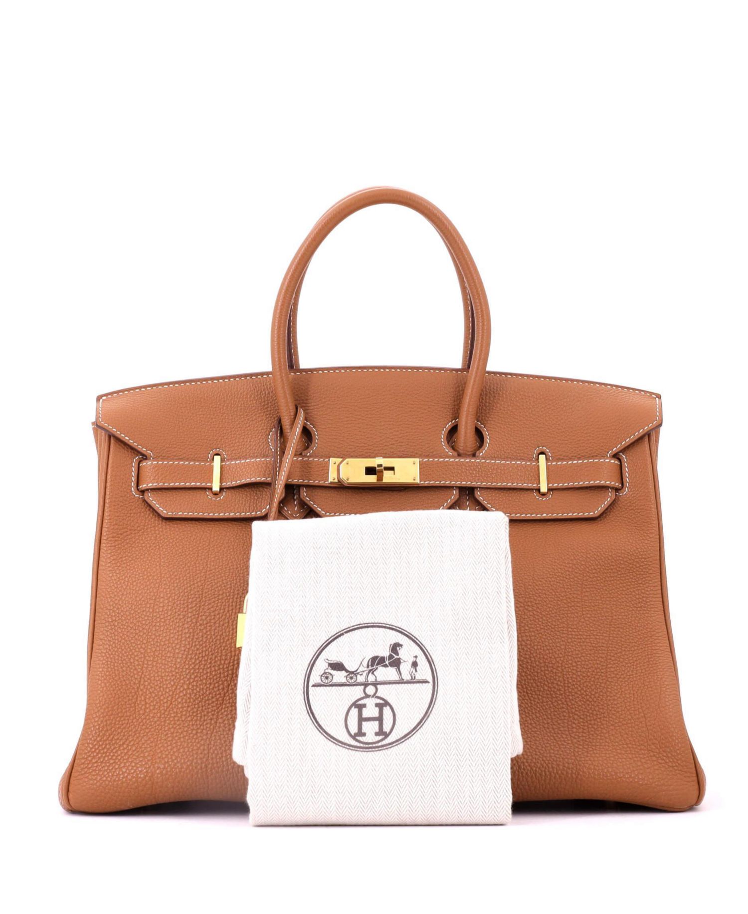 Pre-Owned Hermes Birkin 35 Handbag Brown Togo with Gold Hardware