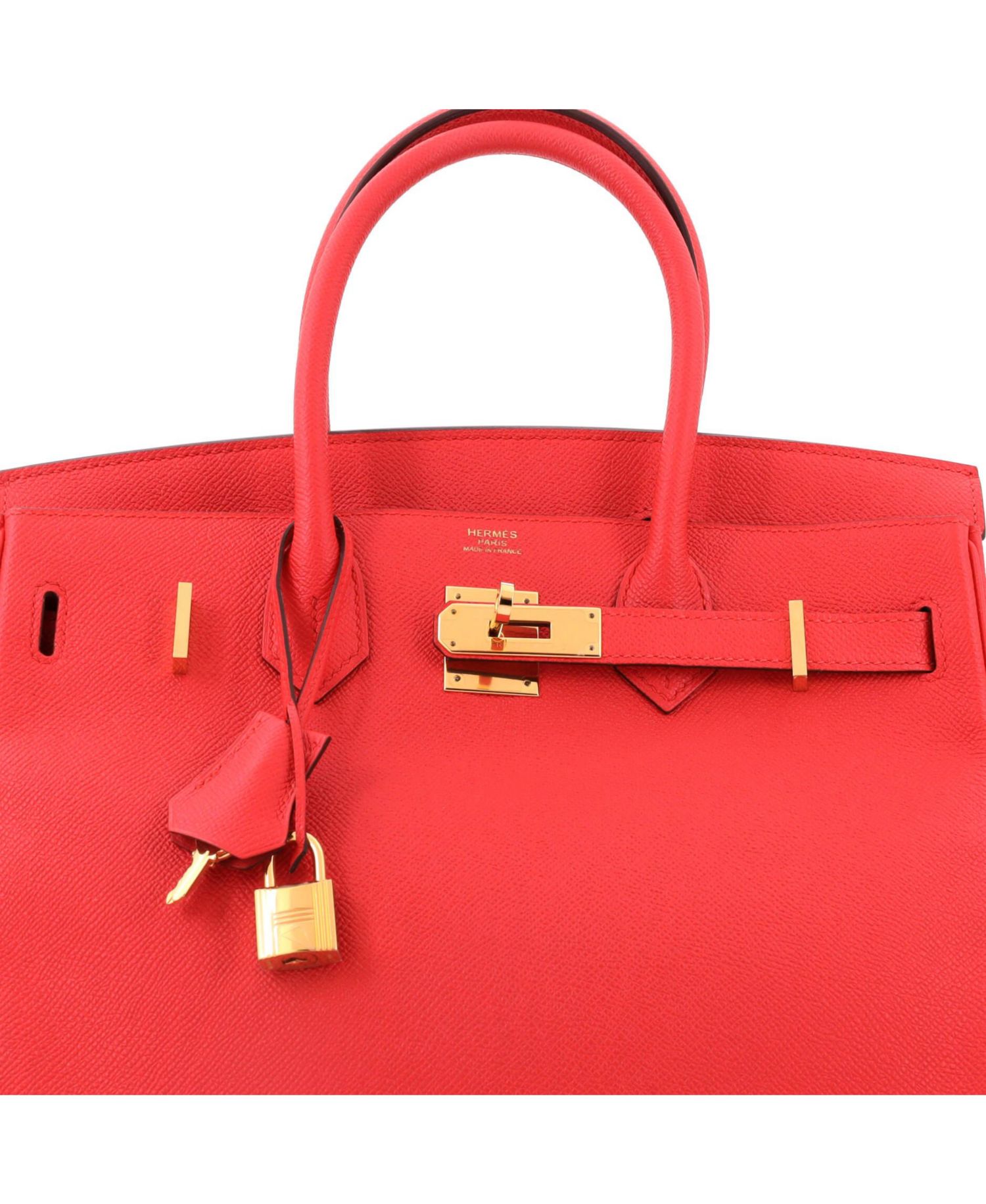 Pre-Owned Hermes Birkin 30 Handbag Red Epsom with Gold Hardware