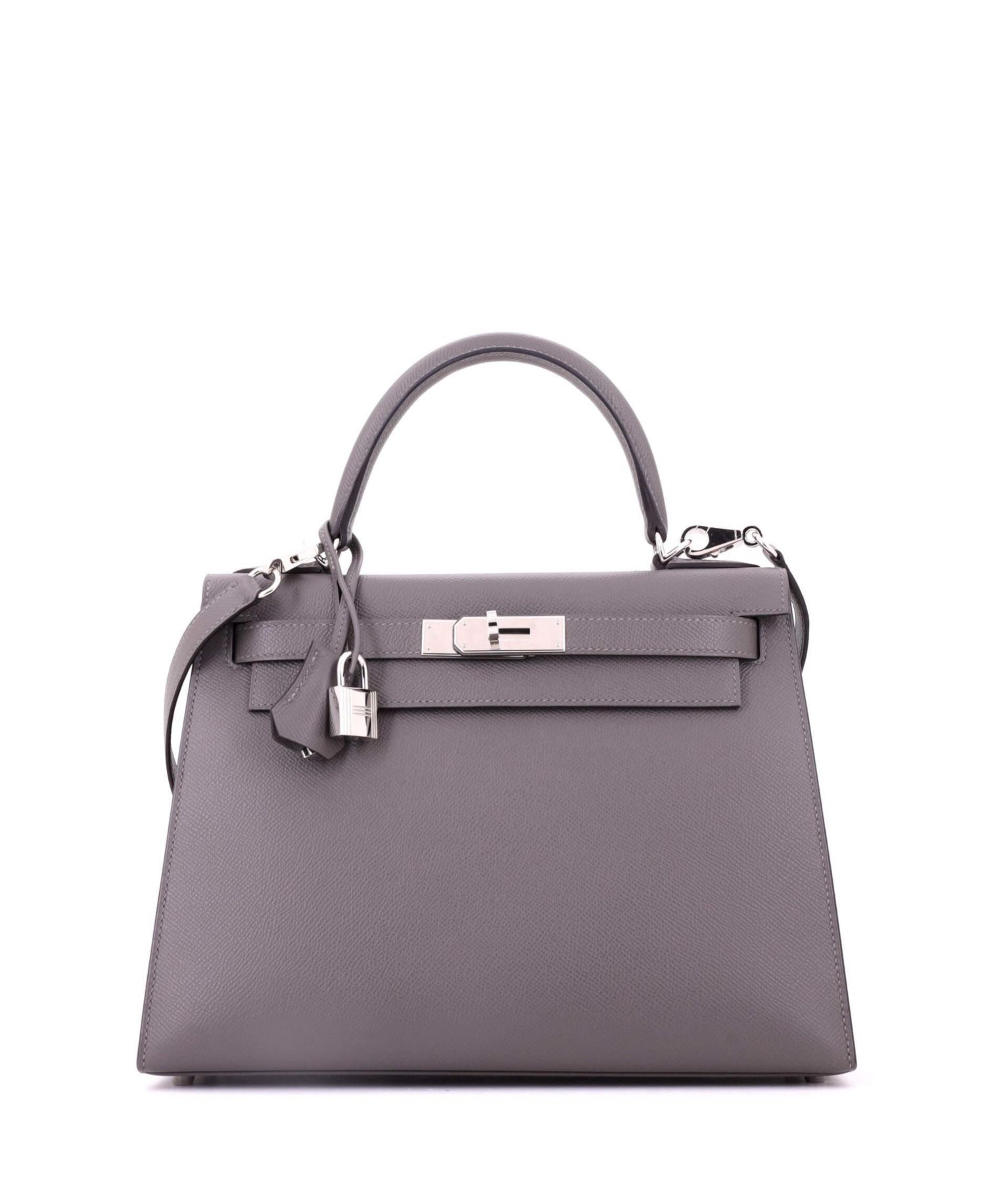 Pre-Owned Hermes Kelly 28 Handbag Grey Epsom with Palladium Hardware