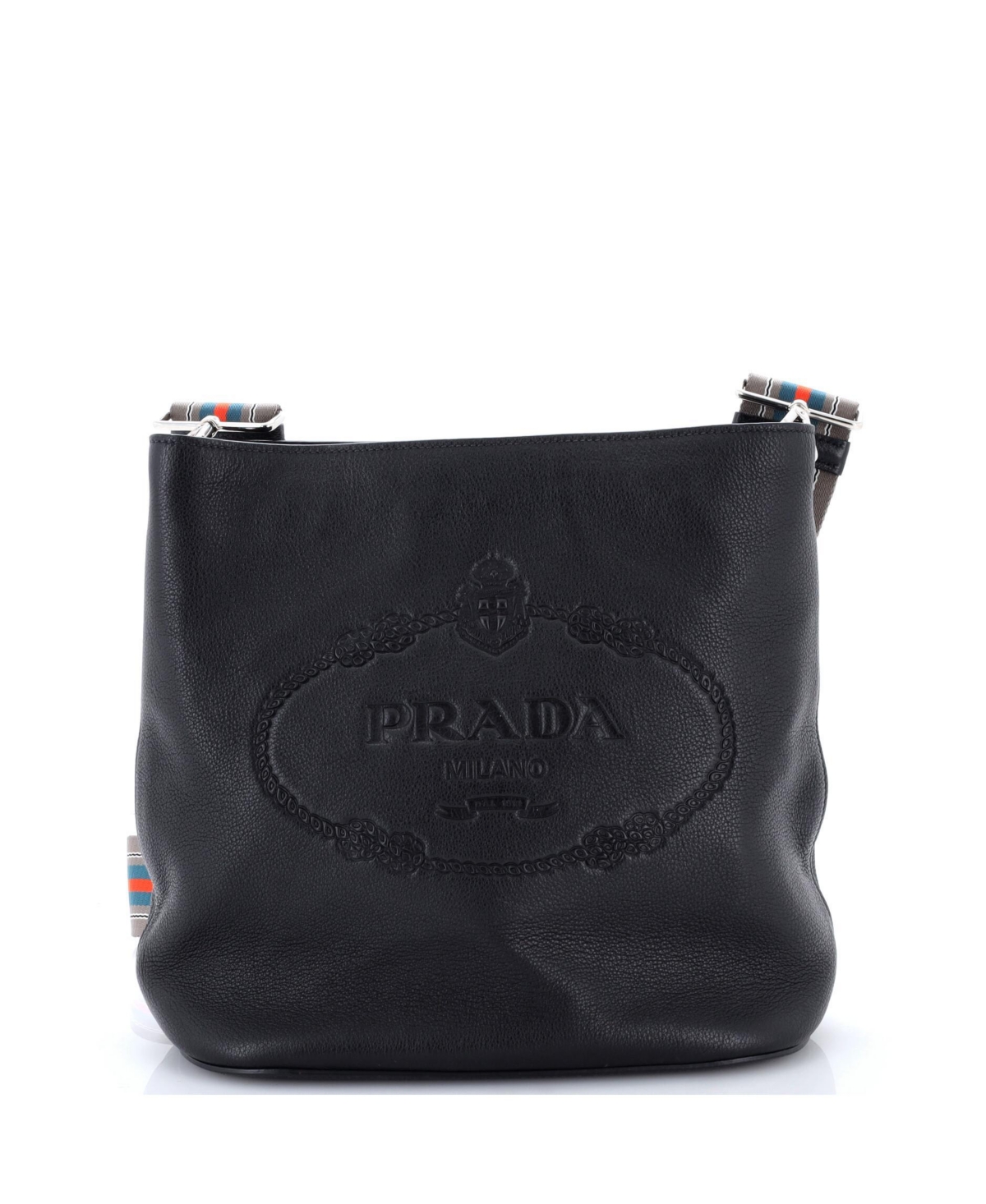 Pre-Owned Prada Medium Logo Bucket Messenger Bag Vitello Phenix