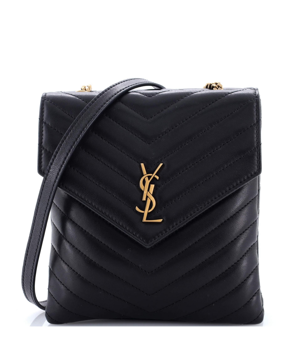 Pre-Owned Saint Laurent Double Flap Bag Chevron Leather