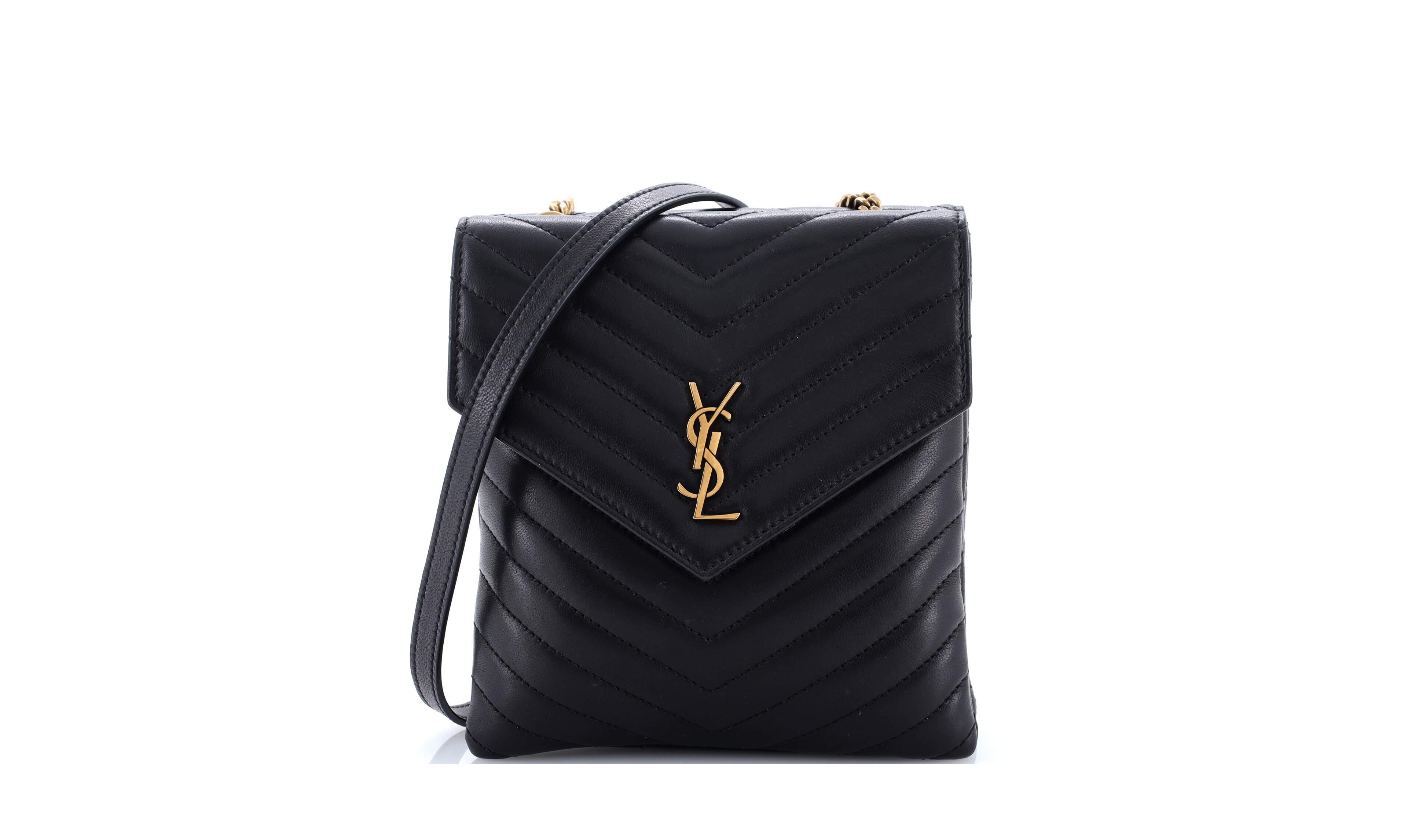 Pre-Owned Saint Laurent Double Flap Bag Chevron Leather