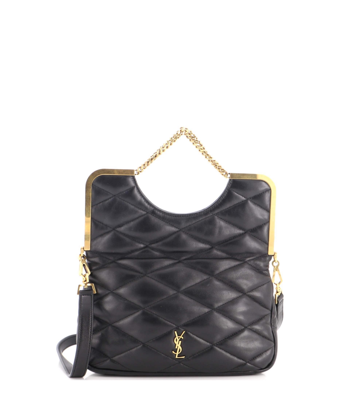 Pre-Owned Saint Laurent Charniere Evening Quilted Leather Clutch - Black