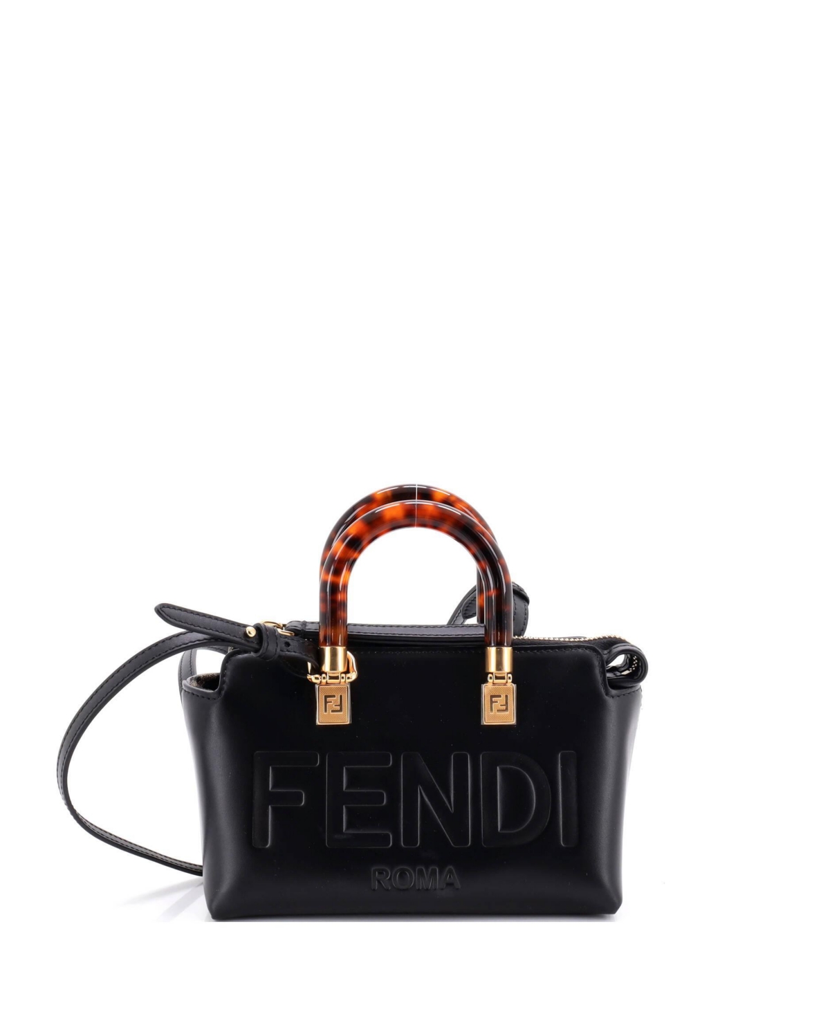 Pre-Owned Fendi Mini Logo By The Way Top Handle Bag Embossed Leather
