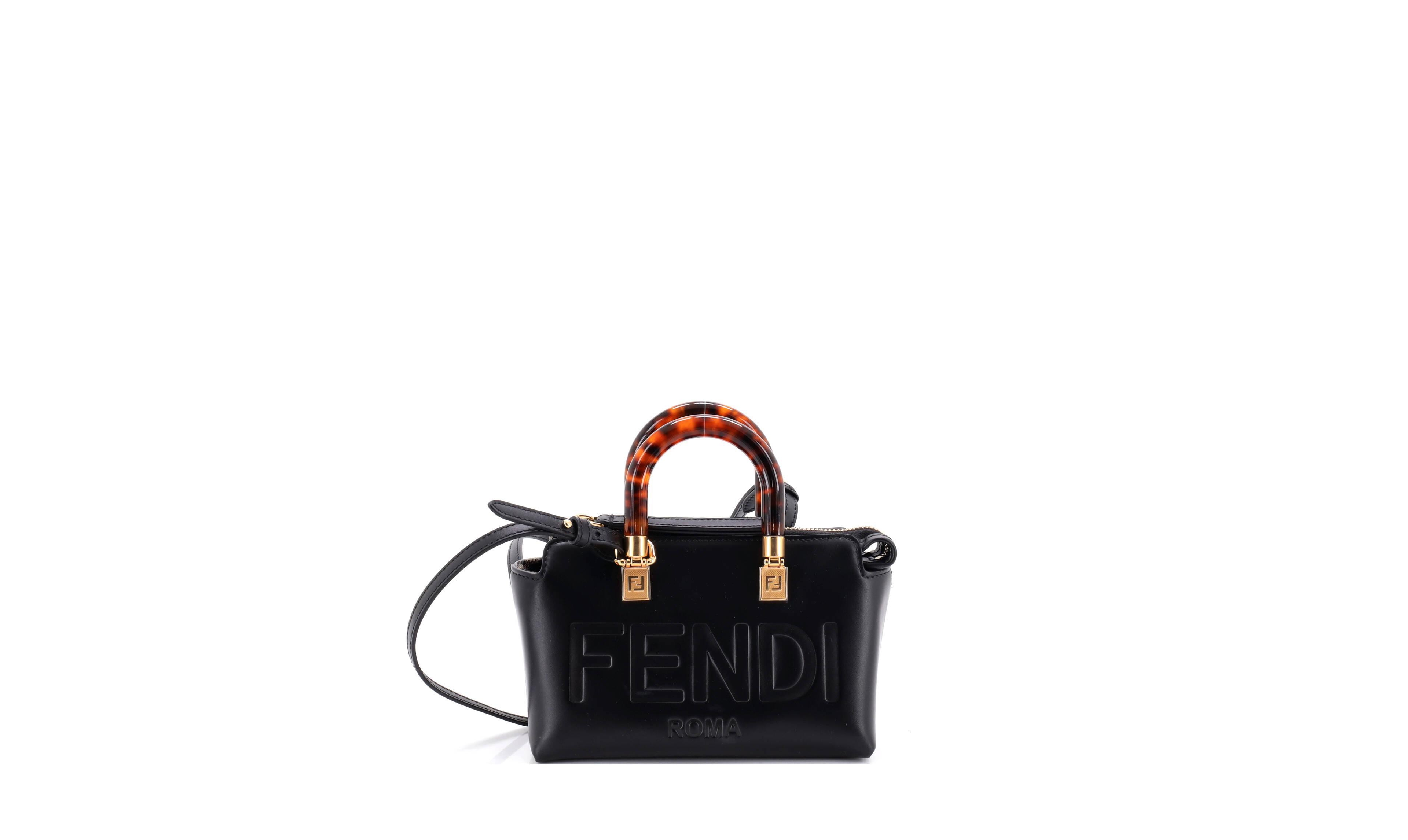 Pre-Owned Fendi Mini Logo By The Way Top Handle Bag Embossed Leather