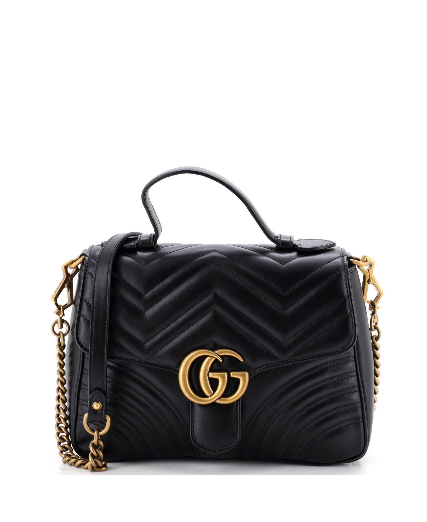 Small GG Marmont Top Handle Flap Bag Matelasse Leather