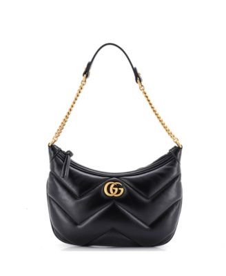 Small GG Marmont Half Moon Chain Shoulder Bag Matelasse Patent