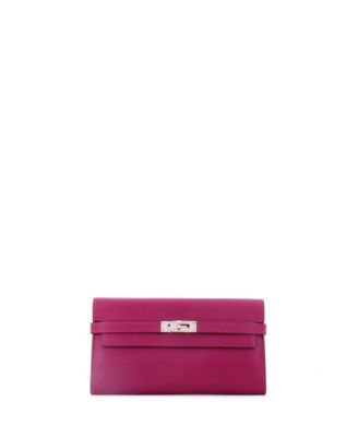 Long Kelly Epsom Leather Wallet, 8"W x 4.5"H x 1"D